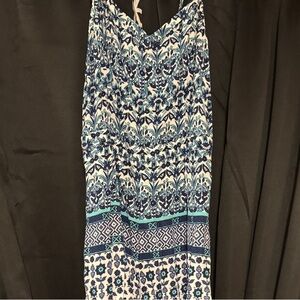 Blue and white floral romper